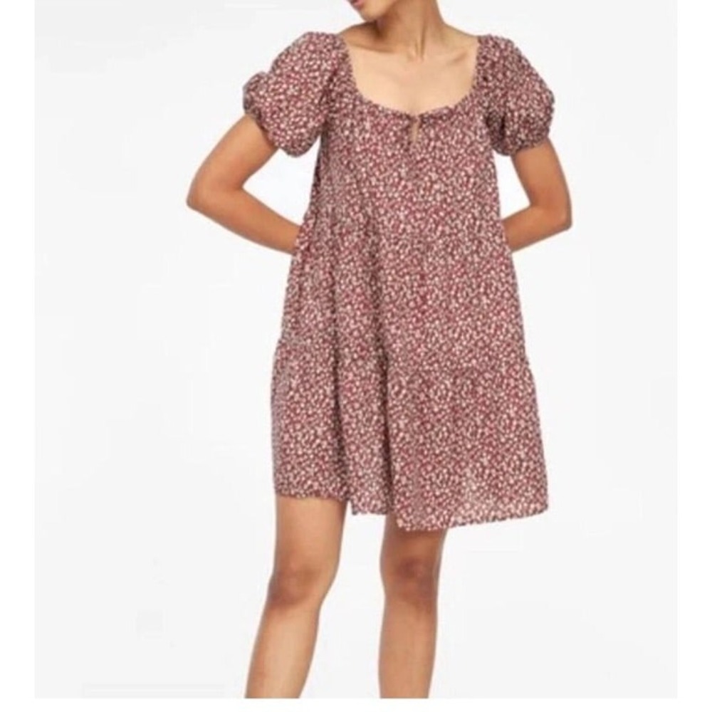 LACAUSA x Anthropologie  Fall Mini Babydoll  boho Dress. Indie esthetic